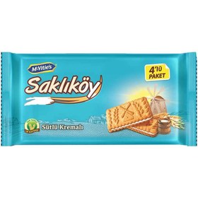 Resim McVitie's Saklıköy Sütlü Kremalı Tam Tahıllı Bisküvi 4x100 G 