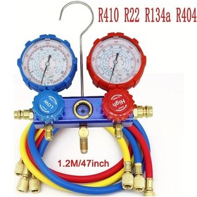 Resim Dashanshop Yükseltilmiş Basınç Ayarlı Manometre Hortum Kancalı Hava R410 R22 R134a R404a Manyetofon 