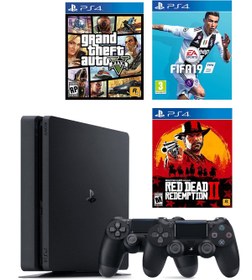Resim Sony Playstation 4 Slim 1 TB + 2. PS4 Kol + PS4 GTA 5 + Fifa 19 + Red Dead Redemption 2 