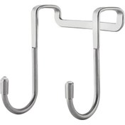 Resim Çift Kapı Kancası - Paslanmaz Çelik Gümüş 