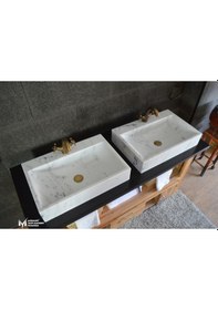 Resim Afyon Grili Beyaz Batarya Çıkışlı Kare Lavabo 