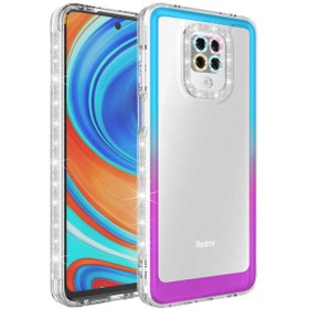 Resim Fibaks Redmi Note 9 Pro Kılıf Simli Renkli Parlak Kamera Lens Korumalı Transparan Kapak 