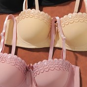 Resim 3 adet Kadın Seksi Dantel Push-Up Sütyen Seti - İnce, Çıkarılamayan Pedler, Daha Dolgun, Daha Hacimli Görünüm İçin Tel Desteği, Siyah, Kahverengi, Bej, Günlük Konfor Giyim | Dantel Sütyen Seti | Çıkarılamayan Pedler 