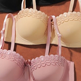 Resim 3 adet Kadın Seksi Dantel Push-Up Sütyen Seti - İnce, Çıkarılamayan Pedler, Daha Dolgun, Daha Hacimli Görünüm İçin Tel Desteği, Siyah, Kahverengi, Bej, Günlük Konfor Giyim | Dantel Sütyen Seti | Çıkarılamayan Pedler 
