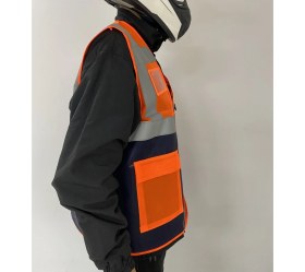 Resim KKDAVM Motosiklet Yüksek Görünümlü Yelek Reflektörlü Fermuarlı Reflektik Motorcu Yelek Yeni Yasaya Uygun 