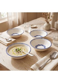 Resim Güral Yaprak Desenli 14 Cm 4lü Porselen Çorba Ve Salata Kasesi Seti Çok Renkli 
