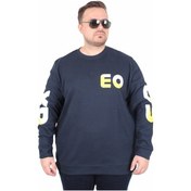 Resim Mocgrande Büyük Beden Bisiklet Yaka Sweat Double Face Pike Eo 25703 Lacıvert Lacivert 