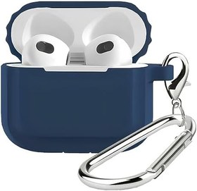 Resim BUFF LABS Airpods 3 Uyumlu Rubber Silicone Case Kancalı Yumuşak Silikon Kılıf Airpods 3 Uyumlu Kulaklık Kılıfı (Mavi) 