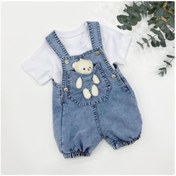 Resim GÜNEŞ KİDS Ayıcıklı Jean Ünisex Bebek Slopet Ikili Takım 