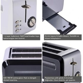 Resim Karokstore Gem Titan 2 Dilim Ekmek Kızartma Makinesi – 980 W, Paslanmaz Çelik Gövde | Siyah Gümüş 