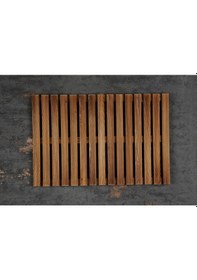 Resim Ahşap Kapı Önü Paspası Kapı Paspası Ahşap Lavabo Izgarası Yakma Kahverengi 
