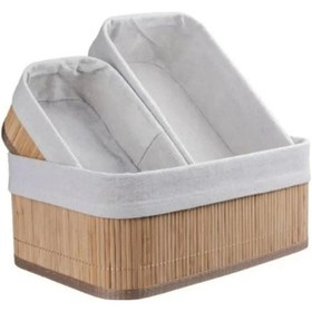 Resim 3b Trend Doğal Bambu Organizer Kutusu, Bambu Ahşap Ekmeklik, Ahşap Bambu Ekmek Sepeti Kahve - Krem 