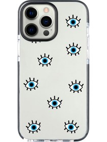Resim shoptocase Iphone 14 Pro Max Uyumlu Lens Korumalı Anti Shock Mavi Gözler Tasarımlı Telefon Kılıfı 
