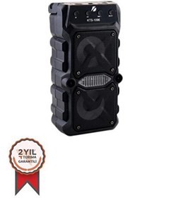 Resim KTS-1096 3"x2 Kablosuz Speaker Radyo-USB-TF Girişli Siyah Bluetooth Parti Hoparlörü 