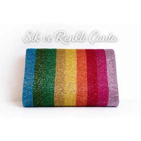 Resim OPS Fashion Store Ops Colore Clutch (boncuk işlemeli clutch çanta) 