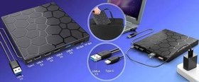 Resim TechTic 8’si 1 Arada Harici CD DVD Yazıcı USB 3.0 Type-C - Çoklu USB Hub, SD/TF Kart Okuyucu, Taşınabilir Optik Sürücü 