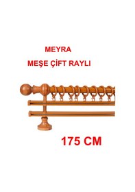 Resim Meyra Demonte Başlıklı Ahşap Rustik Perde Askısı - Çift Raylı -meşe 175 Cm Meşe 