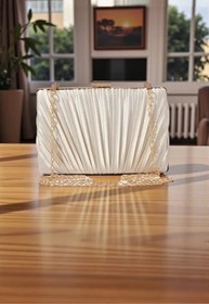 Resim ZEYYMODA Kadın Özel Model Pilse Desenli Abiye Çanta Clutch Portföy El Gece Düğün Nişan Abiye Çantası 