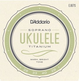 Resim D'addario Ej87S Titanium Ukulele. Soprano Takım Tel Ukulele Teli 