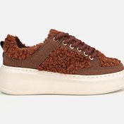 Resim Yaya by Hotiç Kadın Kahverengi Kürklü Bağcıklı Platform Spor Ayakkabı 