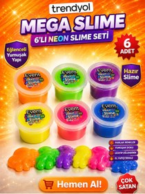 Resim Genel Markalar Event 6 Renk Neon Fosforlu Hazır Slime - Hazır Slaym Oyunu 6x170gr 