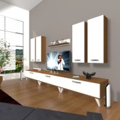 Resim Decoraktiv Eko 8D Slm Retro Tv Ünitesi Tv Sehpası Ceviz Beyaz 