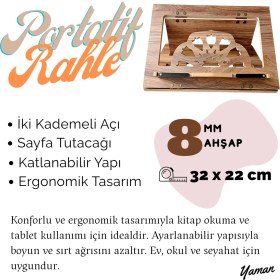 Resim Portatif Rahle & Kitap Okuma Standı Masaüstü Ahşap Kuran Rahlesi Tablet Tutucu 