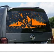 Resim Melek Pazarı 90 X 37 Cm Kamp Çadırı Ay Ve Yıldırlar Manzara Karavan Sticker 