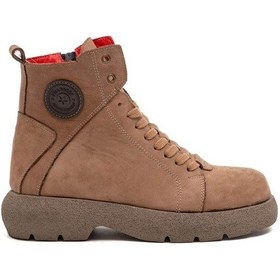 Resim Bulldozer Hakiki Deri Nubuk Vizon Kadın Bot & Bootie 260502 Vizon 