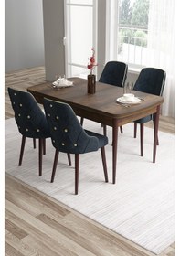 Resim Canisa Tia Serisi 80x132 Açılabilir Mdf Mutfak Masası Takımı Barok Desen Masa 4 Antrasit Sandalye Masa Barok Ahşap Desen Sandalye Antrasit 