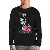 Resim Justin Bieber Siyah Çocuk Sweatshirt 