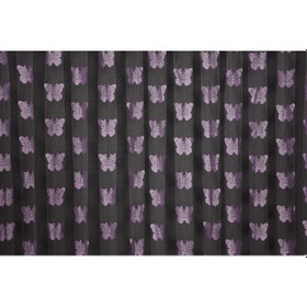 Resim Kelebek Model Lila Çift Renk İp Perde Hazır Düğmeleri Dikilmiş İp Perde 300 280 Cm Lila 