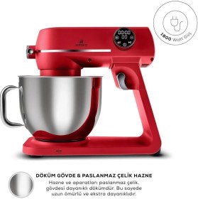 Resim Karaca Hamur Yoğurma Mikser ve Püre Yapma Dokunmadik LED Ekranlı 10 Hız Kademeli 7L Döküm Gövdeli Premium Mutfak Şefi 1800W 