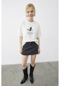 Resim Shade Kadın But Why Penguen Baskılı Oversize Pamuklu T-shirt Öt261009 60283986 - Beyaz 