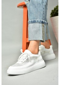 Resim Fox Shoes S274048509 Beyaz Taşlı Kadın Spor Ayakkabı Sneakers Beyaz 