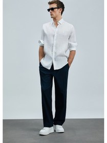 Resim Lufian Pitaya Erkek Keten Gömlek Comfort Fit Beyaz Beyaz 111010630100500 Beyaz 