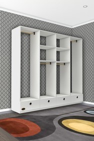 Resim Kenzlife Giysi Dolabı 4 Bölmeli 4 Çekmeceli Kamil 182*200*42 Byz Dolap Kapaksız 
