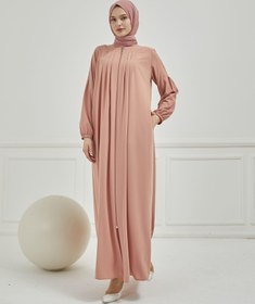 Resim Önü ve Arkası Pileli Ferace Pembe | 21043 - 46 / Pembe 