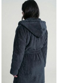 Resim Kapüşonlu Wellsoft Sabahlık & Peluş Bornoz - Yumuşak, Polar Unisex Sabahlık Antrasıt/s/m Antrasit 