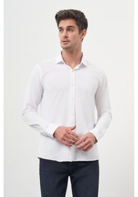 Resim Erkek Beyaz Trend Slim Fit İtalyan Yaka Gömlek 25ms004005600 Beyaz Beyaz 