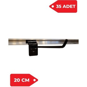 Resim 20 Cm 35 Adet Siyah Renk Kanallı Pano Kancası Raf Askısı Siyah 