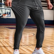 Resim Erkek Yüksek Esneklikli Bağcıklı Joggers - Hafif 7/8 Uzunluğunda Atletik Pantolon, Fermuar Cebi, Düz Bacak, Spor Salonu, Basketbol, Futbol ve Açık Hava Sporları için (Yeşil), Jogging Pantolonu, Spor Giyim, Düz Renk Tasarımı, Pürüzsüz Dokuma 