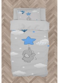 Resim Mekta Home Bebek Ve Çocuk Odası Mavi Yıldızlı Fil Desenli Nevresim Takımı 