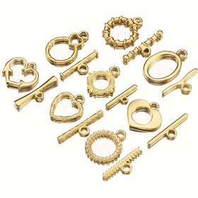 Resim 4 Set MINGXUAN 304 Paslanmaz Çelik Altın Kalp ve Yuvarlak Toka Bağlantı Elemanları, Bilezik ve Kolyeler için DIY Takı Yapım Aksesuarları 