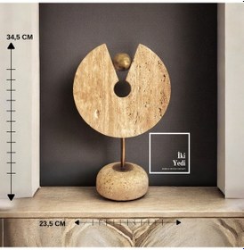 Resim Casillas 77-2 Traverten Dekoratif Obje Doğal Taş Masaüstü Süs Modern Ev Ofis Aksesuarı Ağır Malzeme 