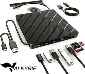 Resim Harici CD DVD Okuma Yazma USB 3.0 Hub Çok Amaçlı External Drive TF SD Kart Okuyucu 8in1 
