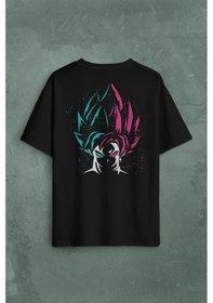 Resim Dragon Ball Z Son Goku Sırt Ön Baskılı Oversize Tişört Unisex T-shirt 001 