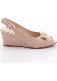 Resim Dgn 25830 Kadin Dolgu Taban Ayakkabi Bej Rugan 