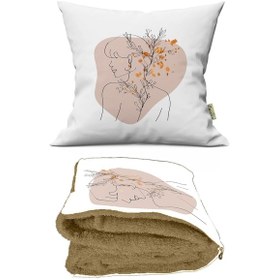 Resim Modern Kadın Desenli İç Dolgusu Battaniyeli Araç İçi Opsiyonel Y 