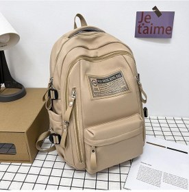 Resim 2023 Yeni Mektup Kadın Sırt Çantası Kadın Öğrenciler Basit Seyahat Kore Sırt Çantası Büyük Kapasiteli Okul Çantası Khaki Haki 